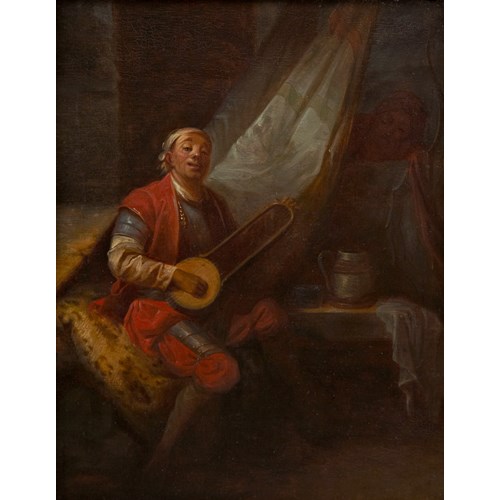 Musician in a Russian Costume Seated by a Bed